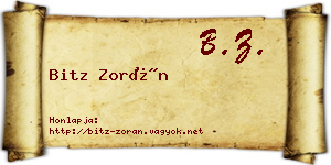 Bitz Zorán névjegykártya